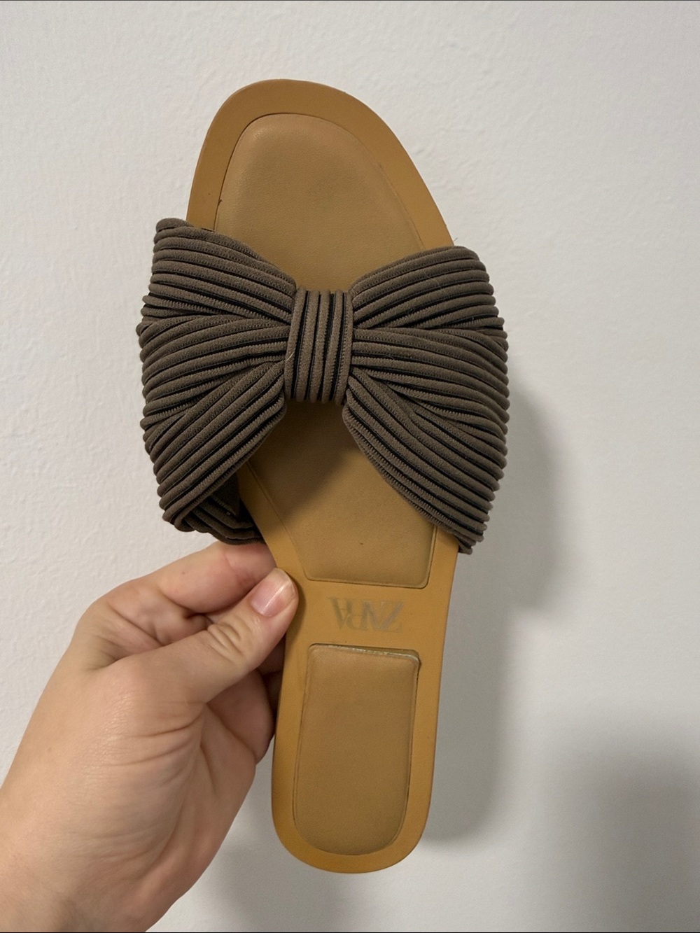 Zara Brown Bow Slide Sandal